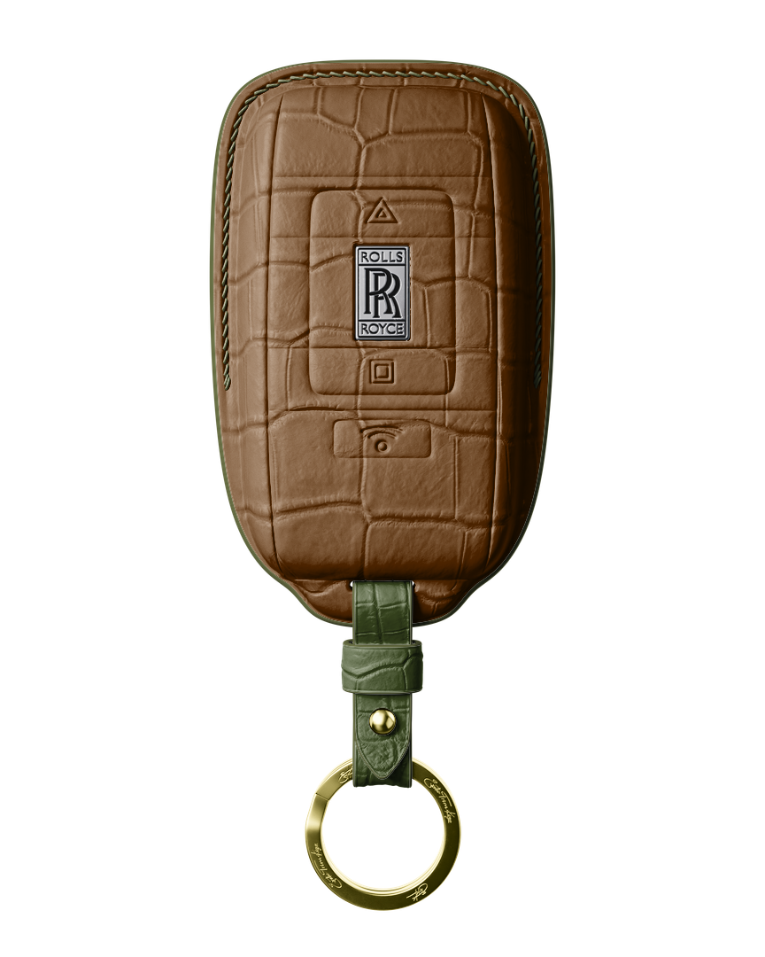 BROWN CROCODILE KEY COVER FOR ROLLS ROYCE - CUSTOMIZE YOURS