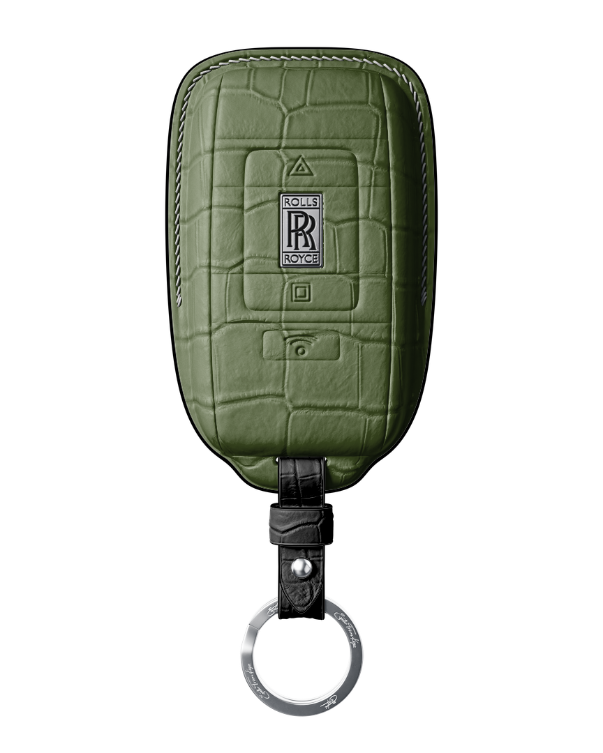 OLIVE GREEN CROCODILE KEY COVER FOR ROLLS ROYCE - CUSTOMIZE YOURS