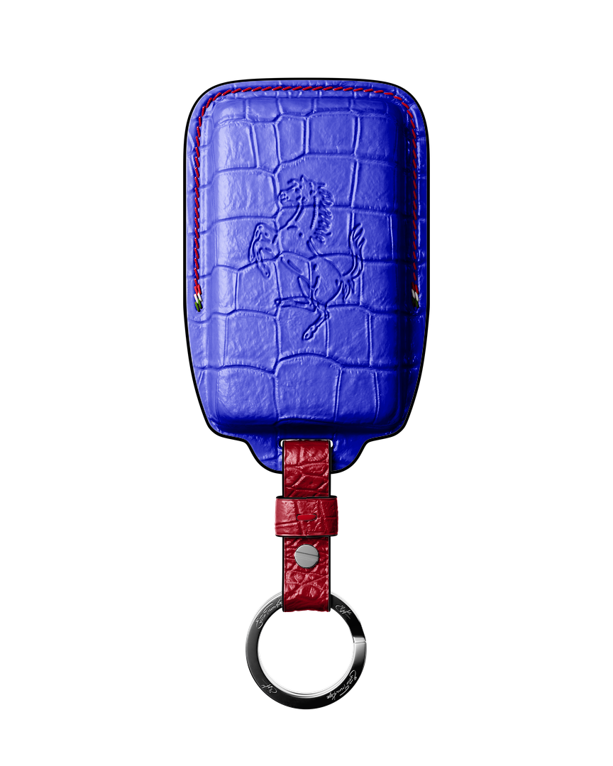 ELECTRIC BLUE CROCODILE KEY COVER FOR FERRARI - CUSTOMIZE YOURS