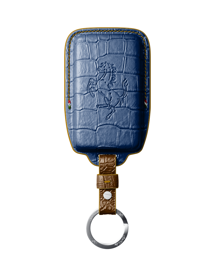 NAVY BLUE CROCODILE KEY COVER FOR FERRARI - CUSTOMIZE YOURS
