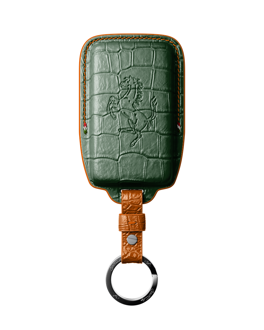 DARK GREEN CROCODILE KEY COVER FOR FERRARI - CUSTOMIZE YOURS