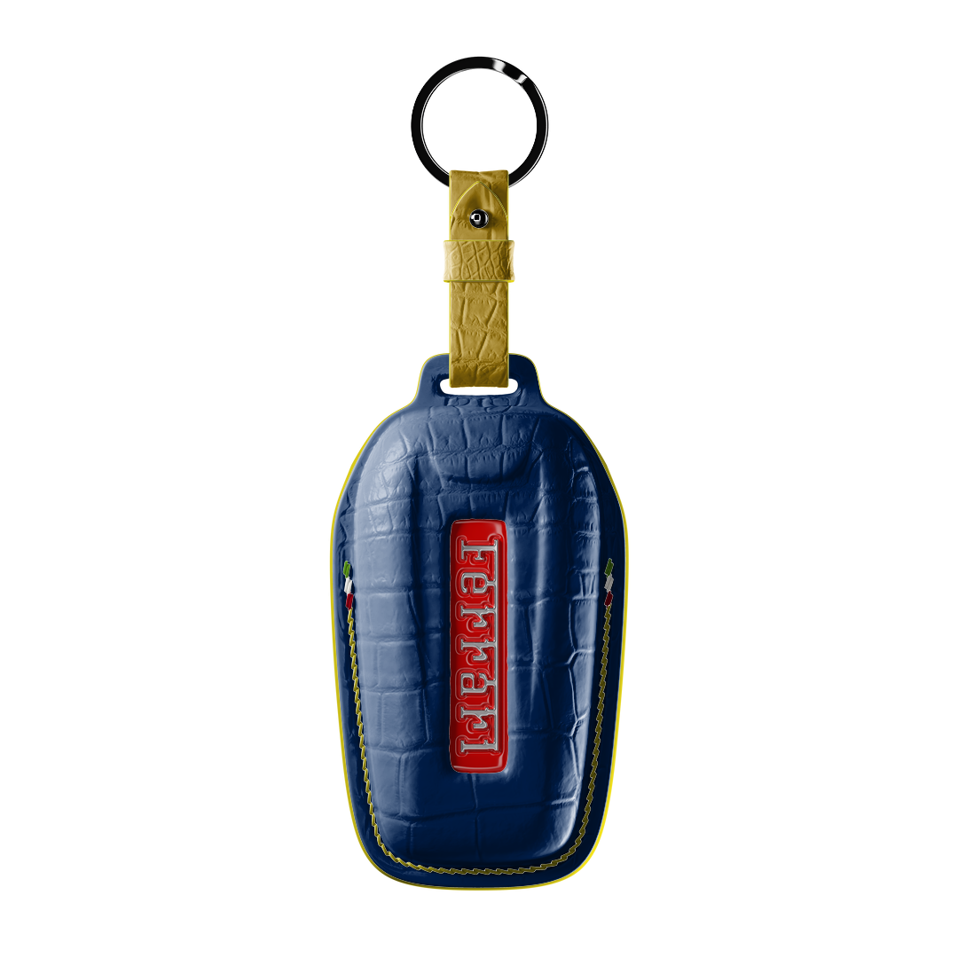 NAVY BLUE CROCODILE KEY COVER FOR FERRARI - CUSTOMIZE YOURS