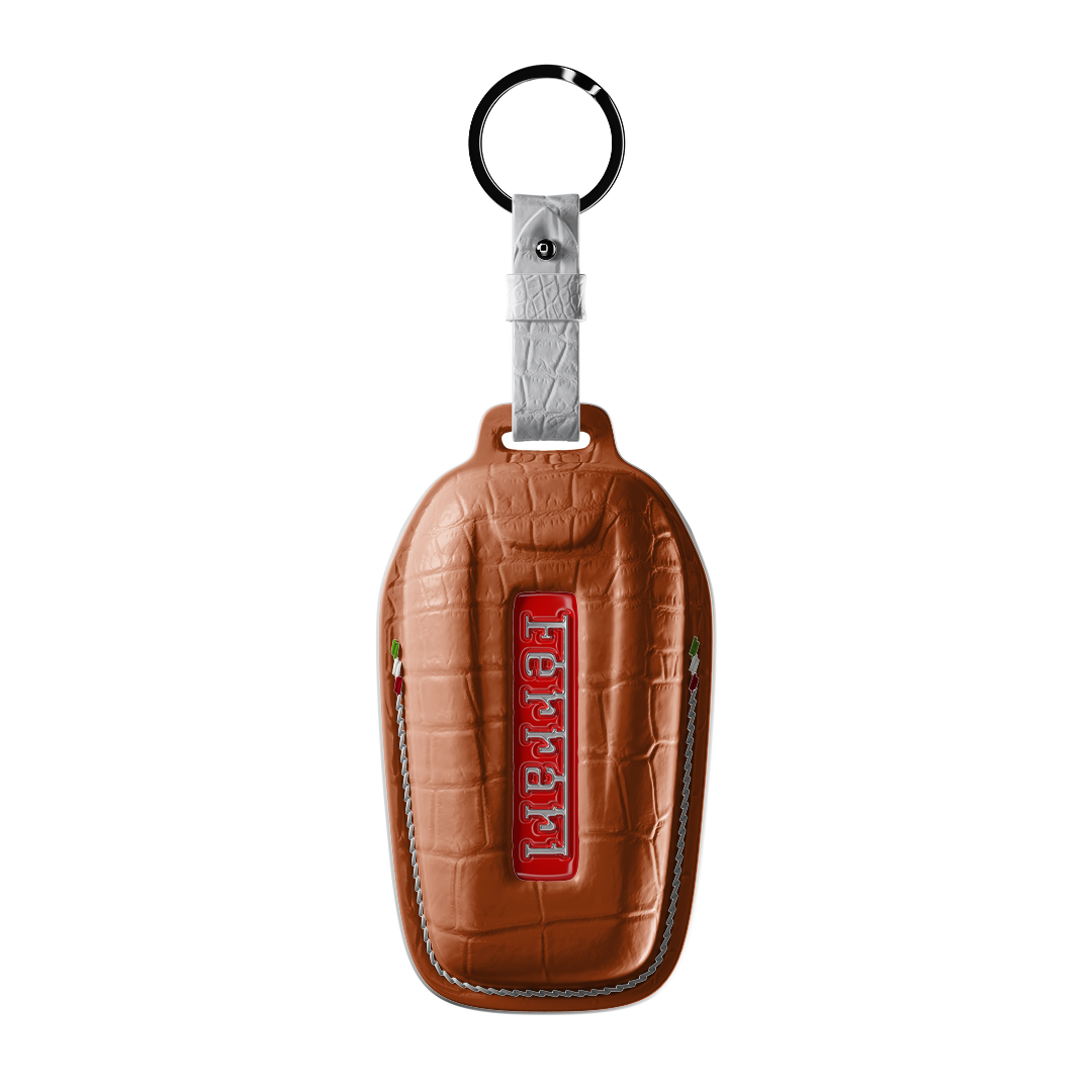 TAN ORANGE CROCODILE KEY COVER FOR FERRARI - CUSTOMIZE YOURS