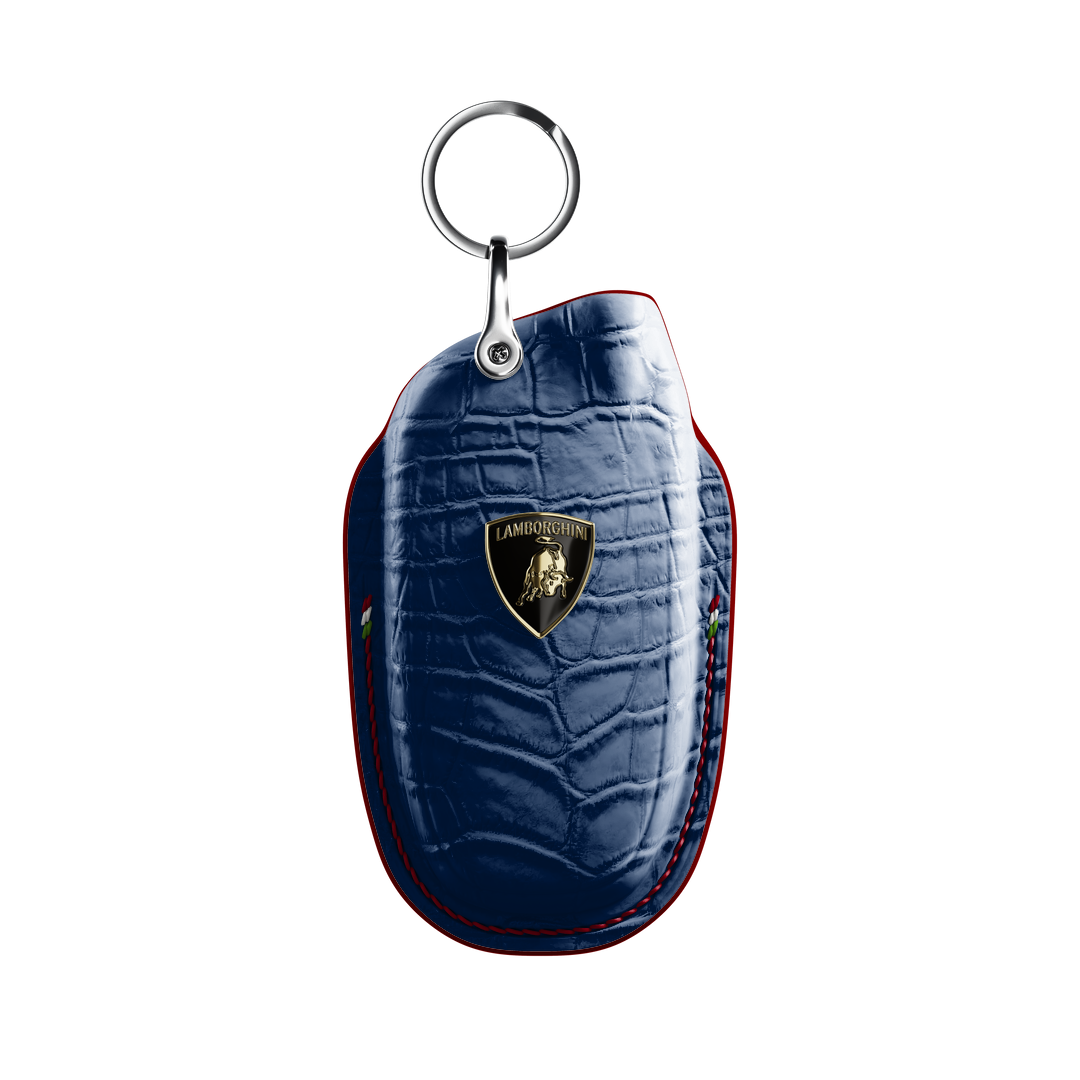 NAVY BLUE CROCODILE KEY COVER FOR LAMBORGHINI - CUSTOMIZE YOURS