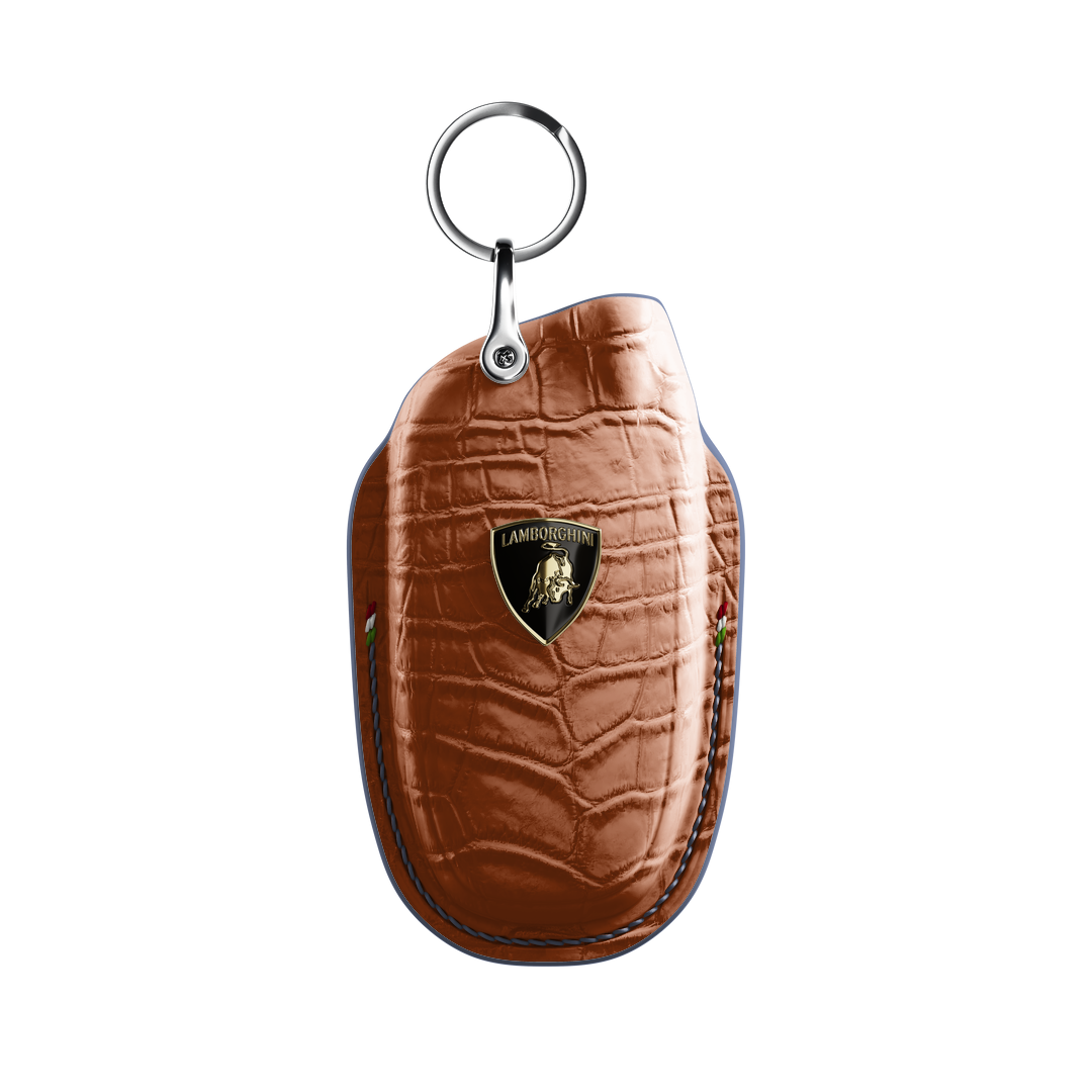 TAN ORANGE CROCODILE KEY COVER FOR LAMBORGHINI - CUSTOMIZE YOURS