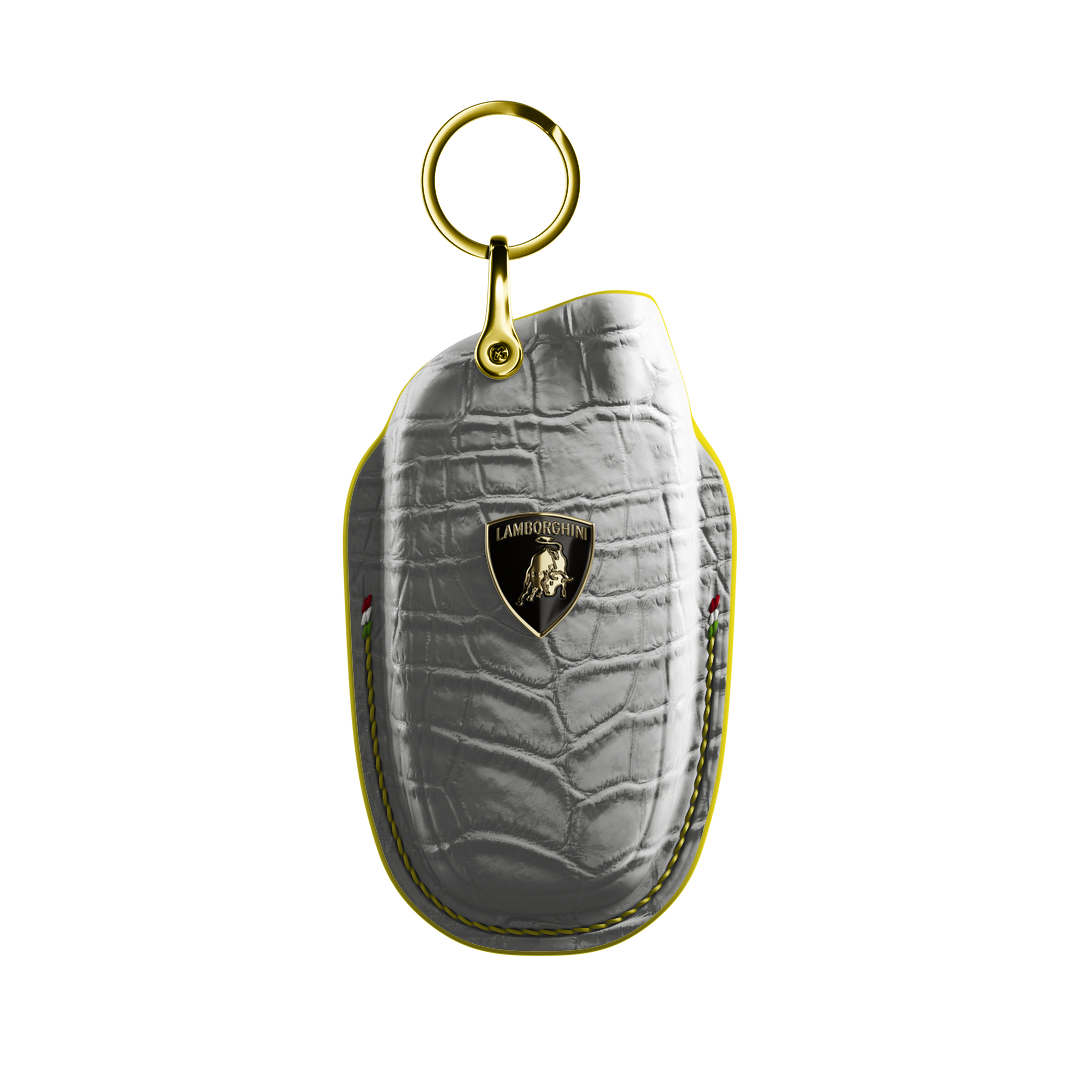 PEARL WHITE CROCODILE KEY COVER FOR LAMBORGHINI - CUSTOMIZE YOURS
