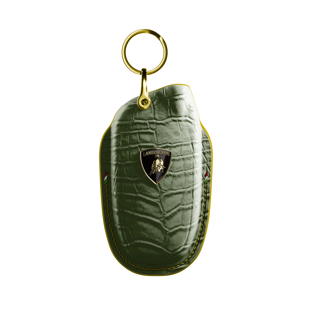 OLIVE GREEN CROCODILE KEY COVER FOR LAMBORGHINI - CUSTOMIZE YOURS