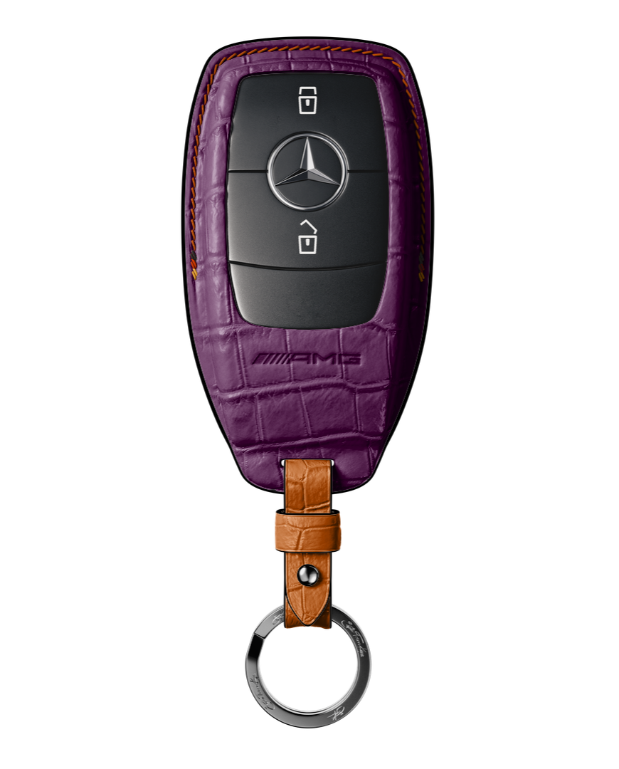 PURPLE CROCODILE KEY COVER FOR MERCEDES - CUSTOMIZE YOURS
