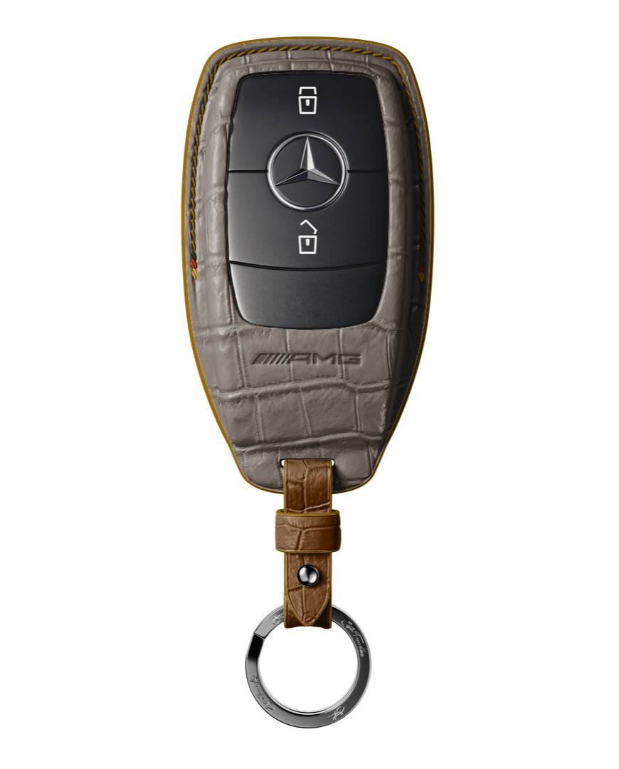GREY CROCODILE KEY COVER FOR MERCEDES - CUSTOMIZE YOURS