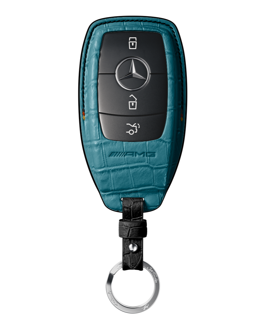 TURQUOISE CROCODILE KEY COVER FOR MERCEDES - CUSTOMIZE YOURS