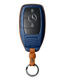 NAVY BLUE CROCODILE KEY COVER FOR MERCEDES - CUSTOMIZE YOURS
