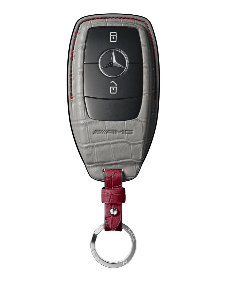 PEARL WHITE CROCODILE KEY COVER FOR MERCEDES - CUSTOMIZE YOURS