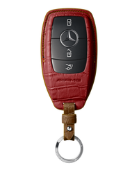 MATTE RED CROCODILE KEY COVER FOR MERCEDES - CUSTOMIZE YOURS