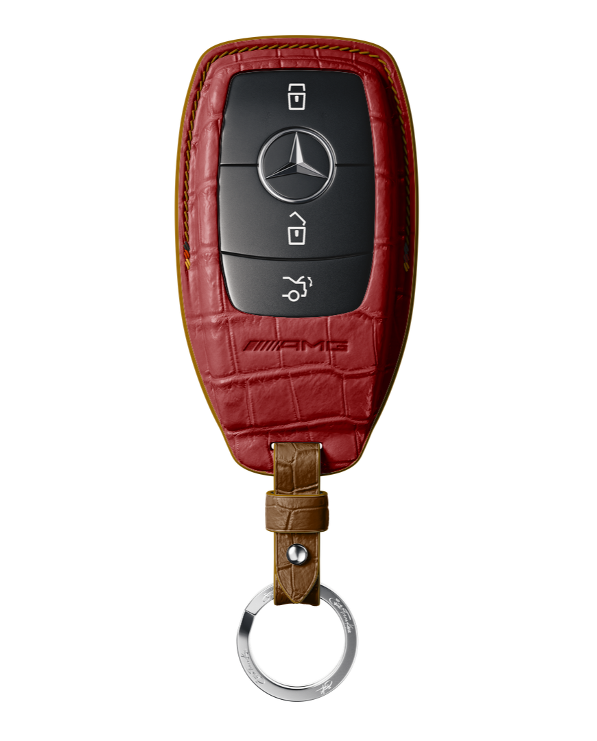 MATTE RED CROCODILE KEY COVER FOR MERCEDES - CUSTOMIZE YOURS