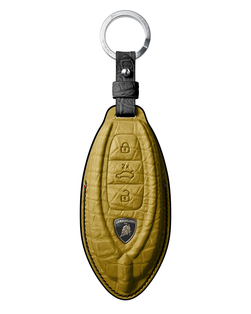 YELLOW CROCODILE KEY COVER FOR LAMBORGHINI - CUSTOMIZE YOURS