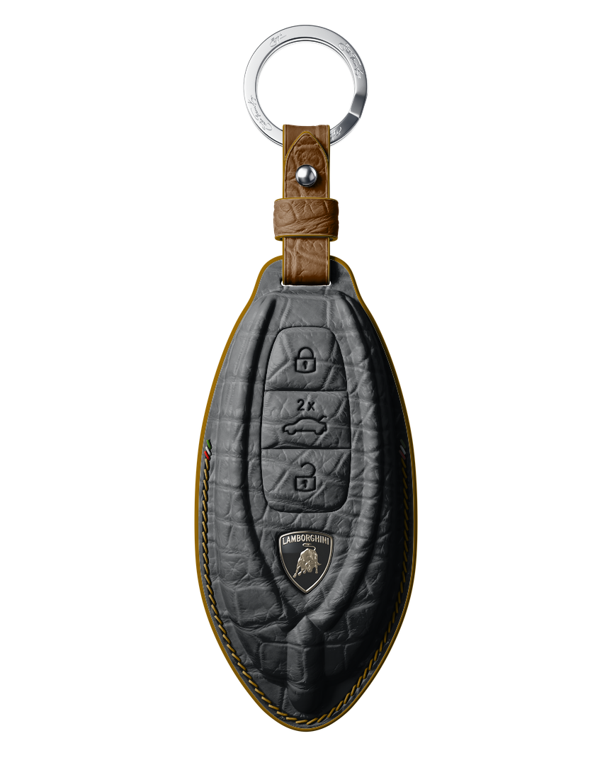 MATTE BLACK CROCODILE KEY COVER FOR LAMBORGHINI - CUSTOMIZE YOURS