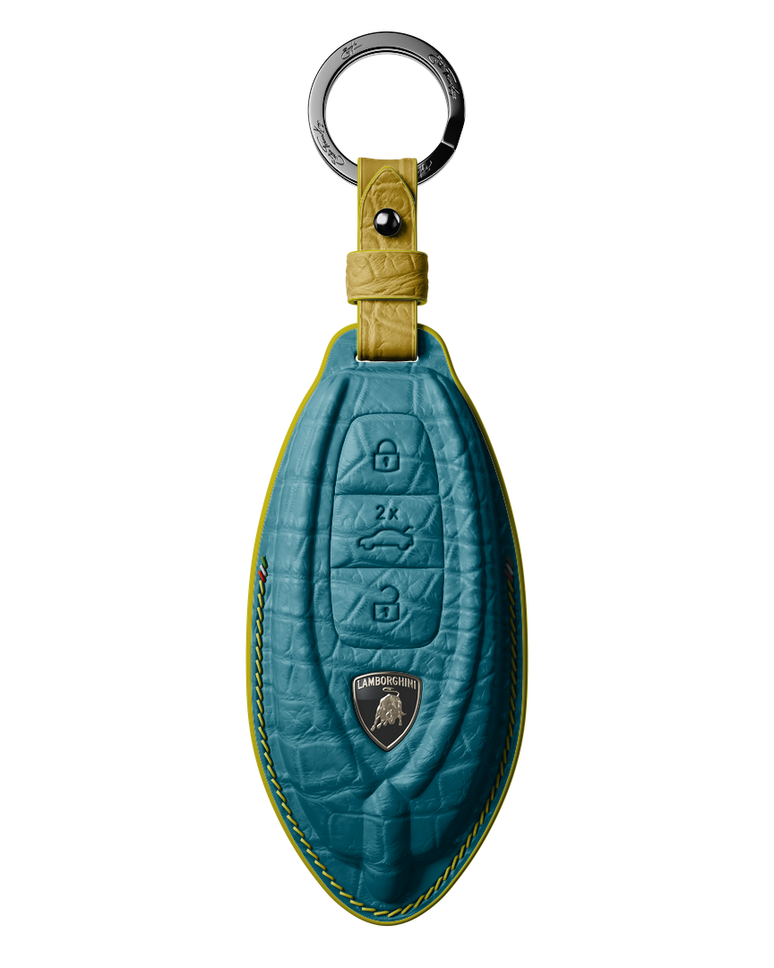 TURQUOISE CROCODILE KEY COVER FOR LAMBORGHINI - CUSTOMIZE YOURS