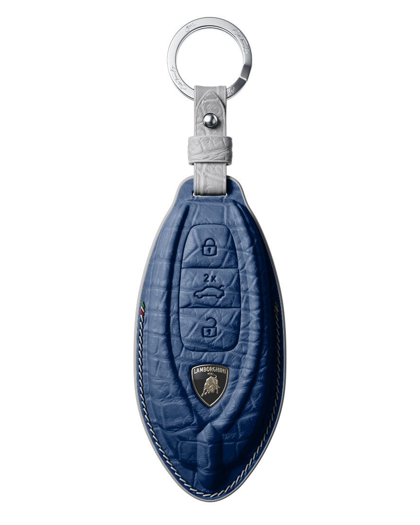 NAVY BLUE CROCODILE KEY COVER FOR LAMBORGHINI - CUSTOMIZE YOURS