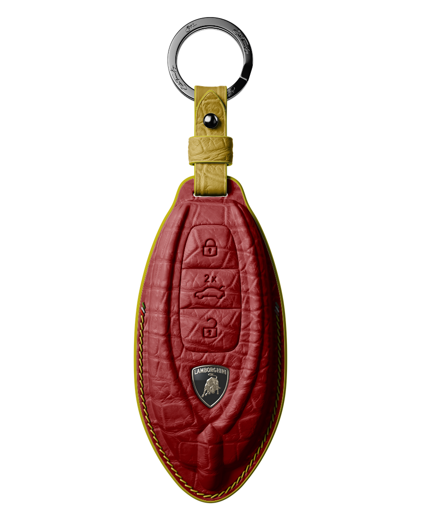 MATTE RED CROCODILE KEY COVER FOR LAMBORGHINI - CUSTOMIZE YOURS