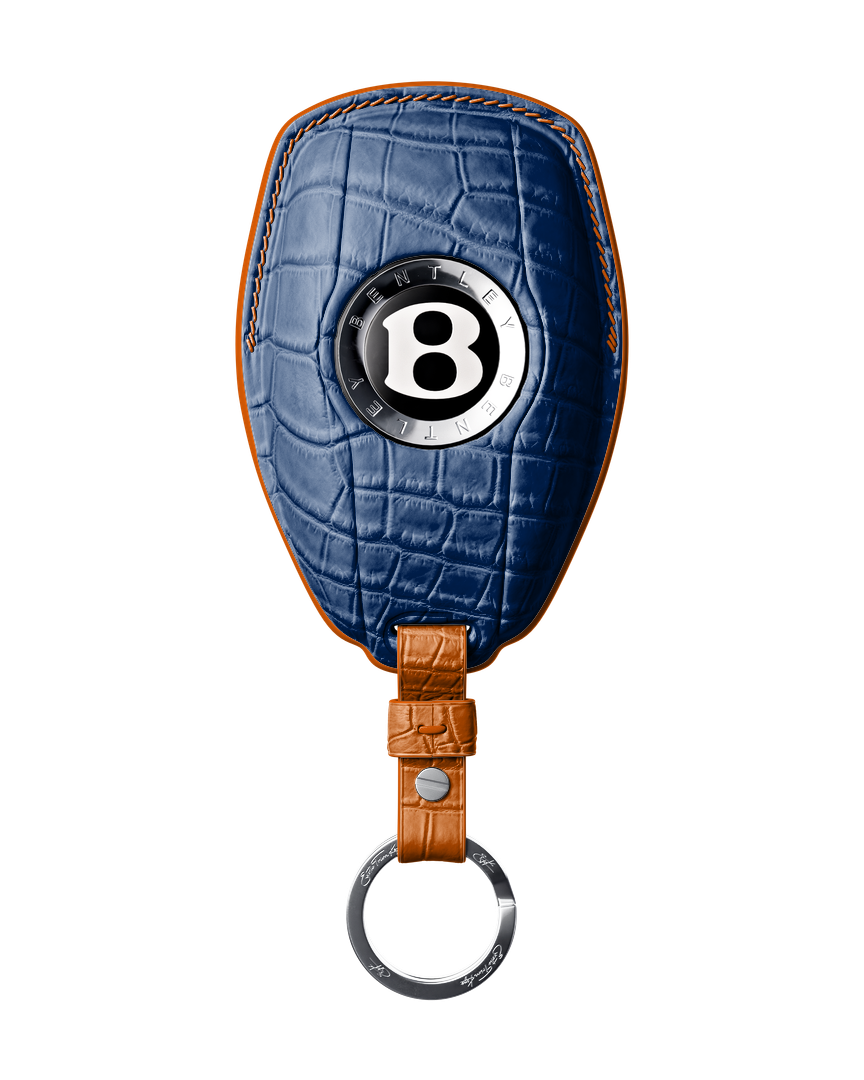 NAVY BLUE CROCODILE KEY COVER FOR BENTLEY - CUSTOMIZE YOURS