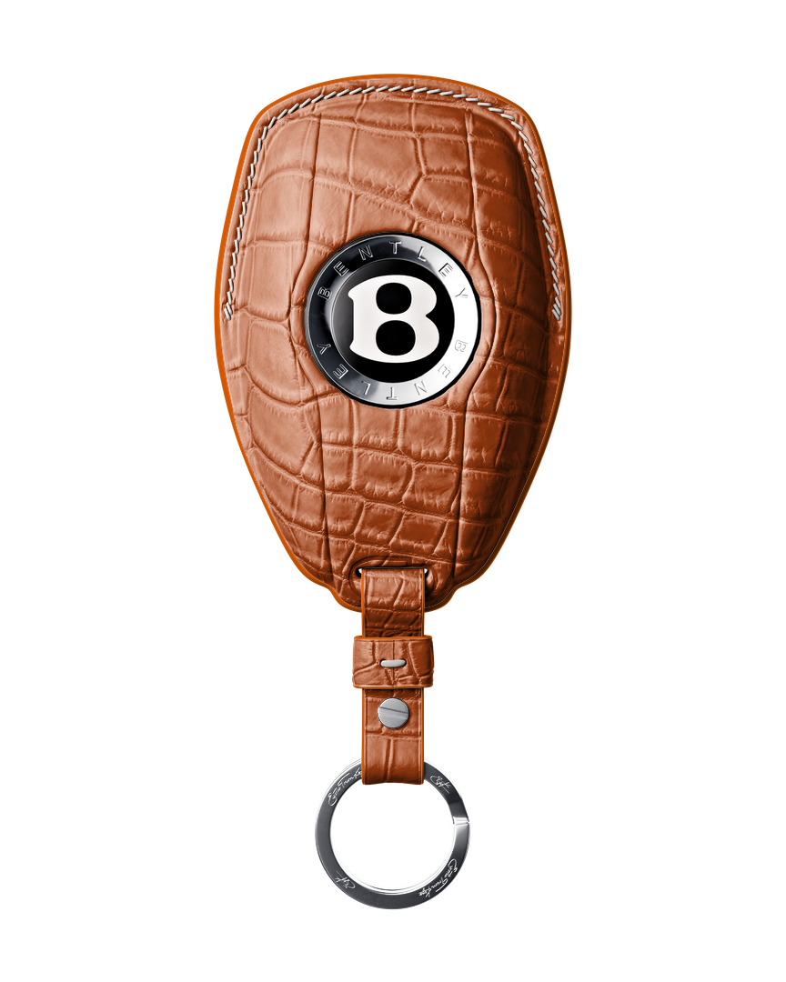 TAN ORANGE CROCODILE KEY COVER FOR BENTLEY - CUSTOMIZE YOURS