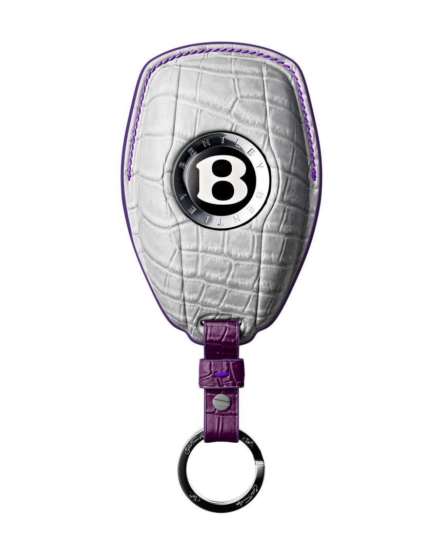 MATTE WHITE CROCODILE KEY COVER FOR BENTLEY - CUSTOMIZE YOURS