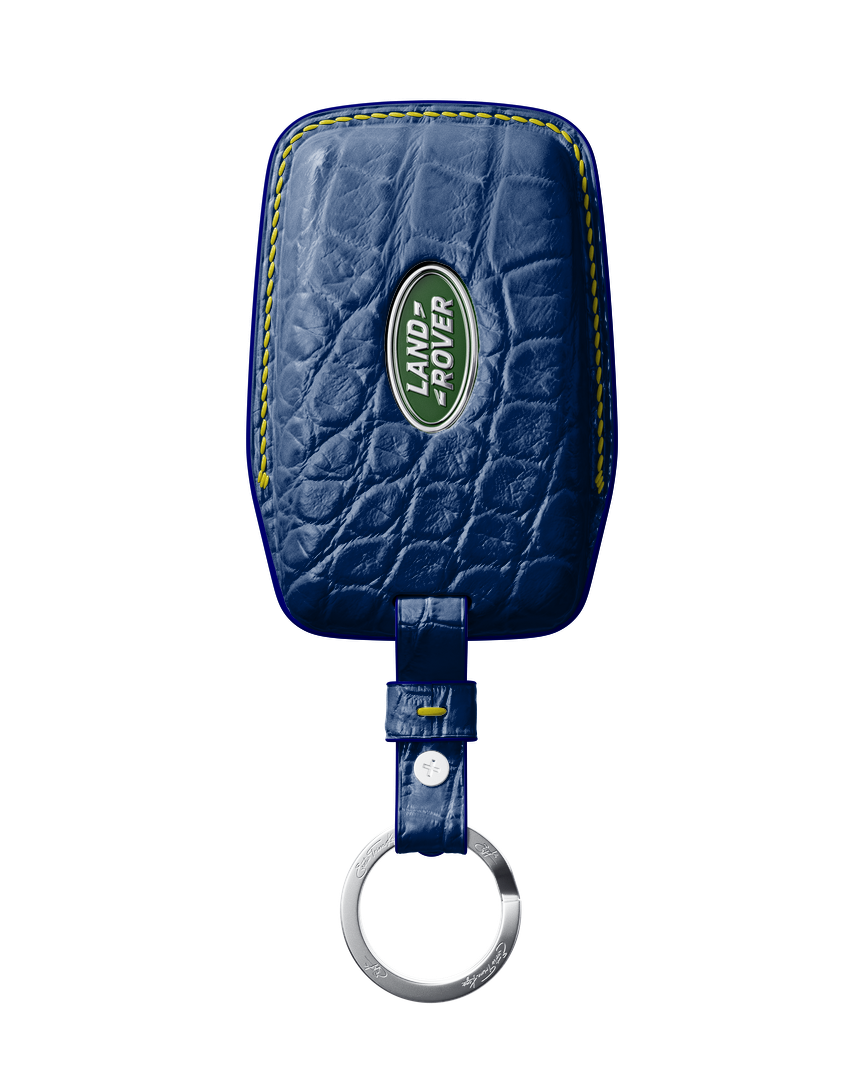 NAVY BLUE CROCODILE KEY COVER FOR LAND ROVER - CUSTOMIZE YOURS
