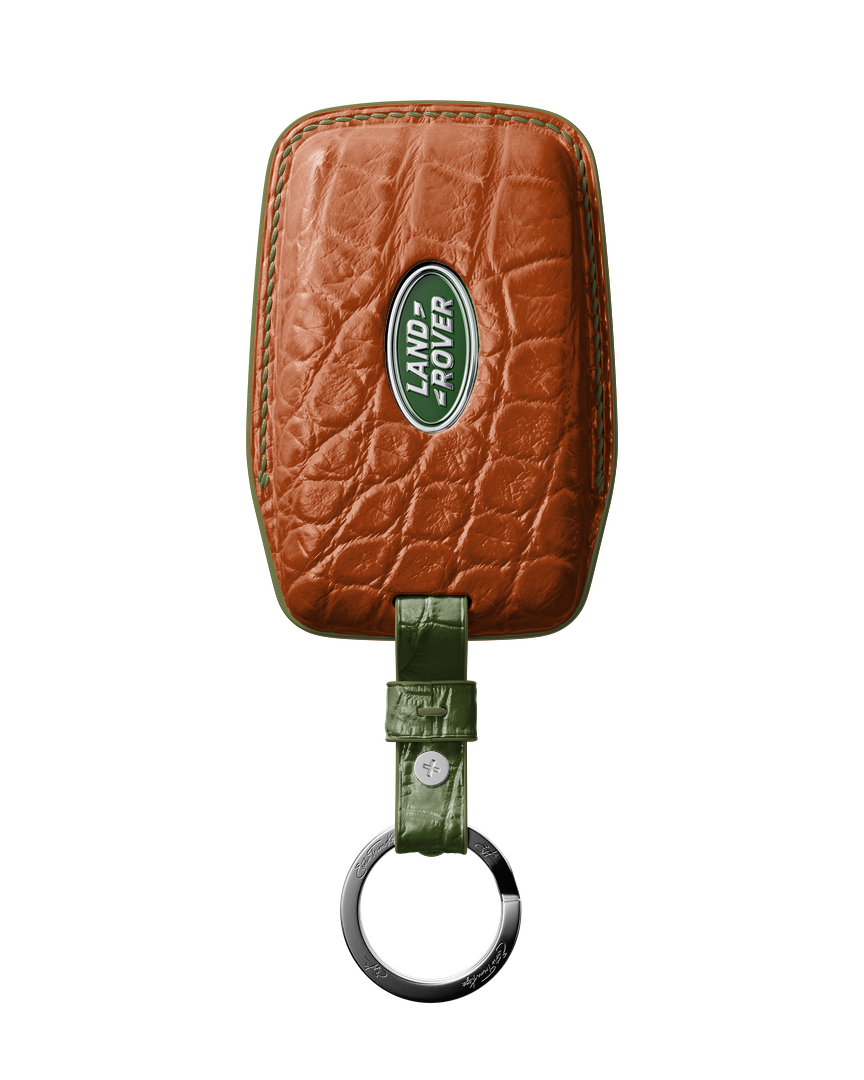 TAN ORANGE CROCODILE KEY COVER FOR LAND ROVER - CUSTOMIZE YOURS