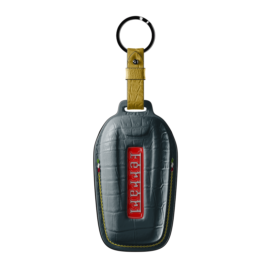 GREY BLUE CROCODILE KEY COVER FOR FERRARI - CUSTOMIZE YOURS