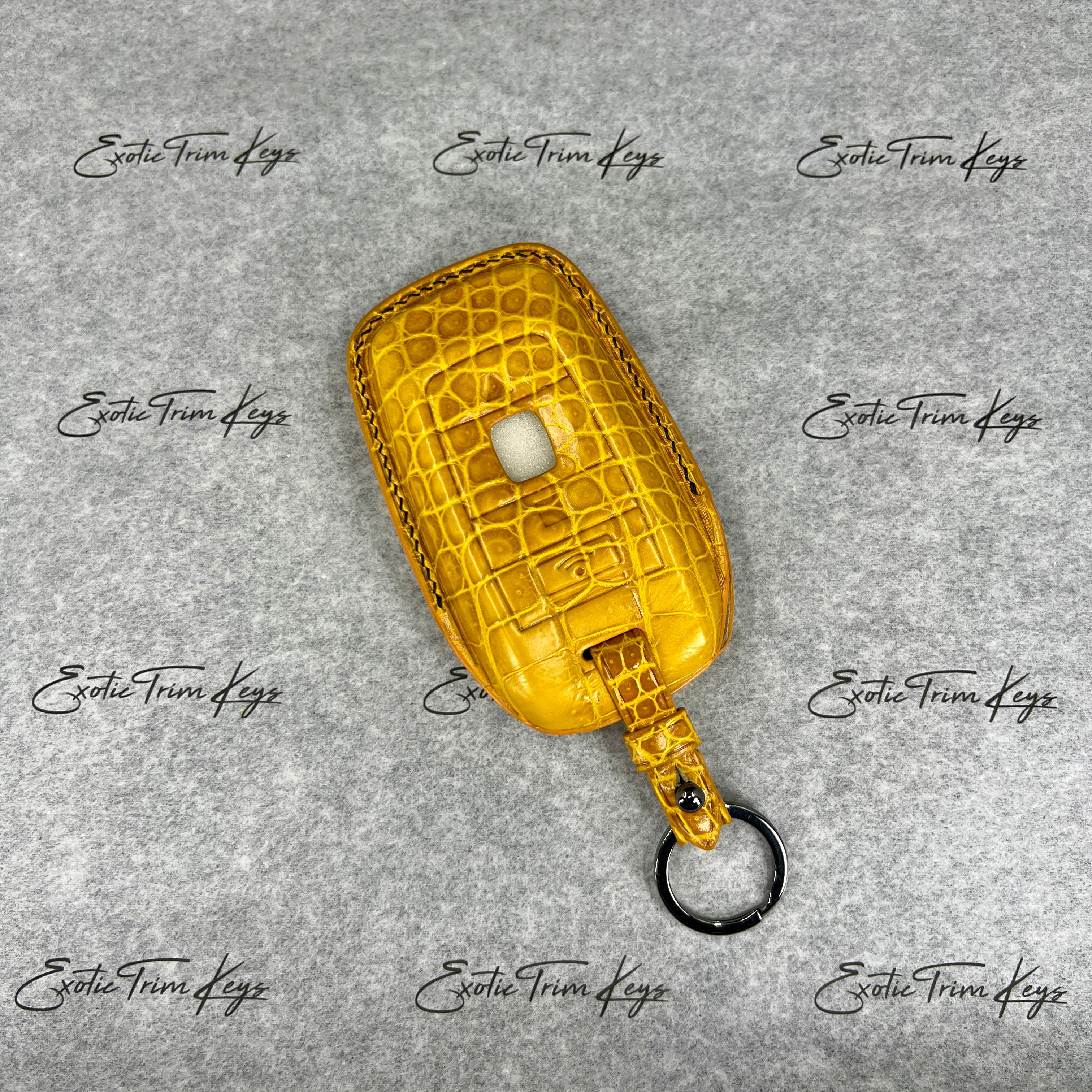 IN STOCK: GLOSSY YELLOW CROCODILE WITH BLACK DETAILS KEY COVER FOR ROLLS ROYCE