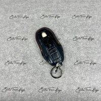IN STOCK: NAVY BLUE CROCODILE WITH RED DETAILS KEY COVER FOR PORSCHE