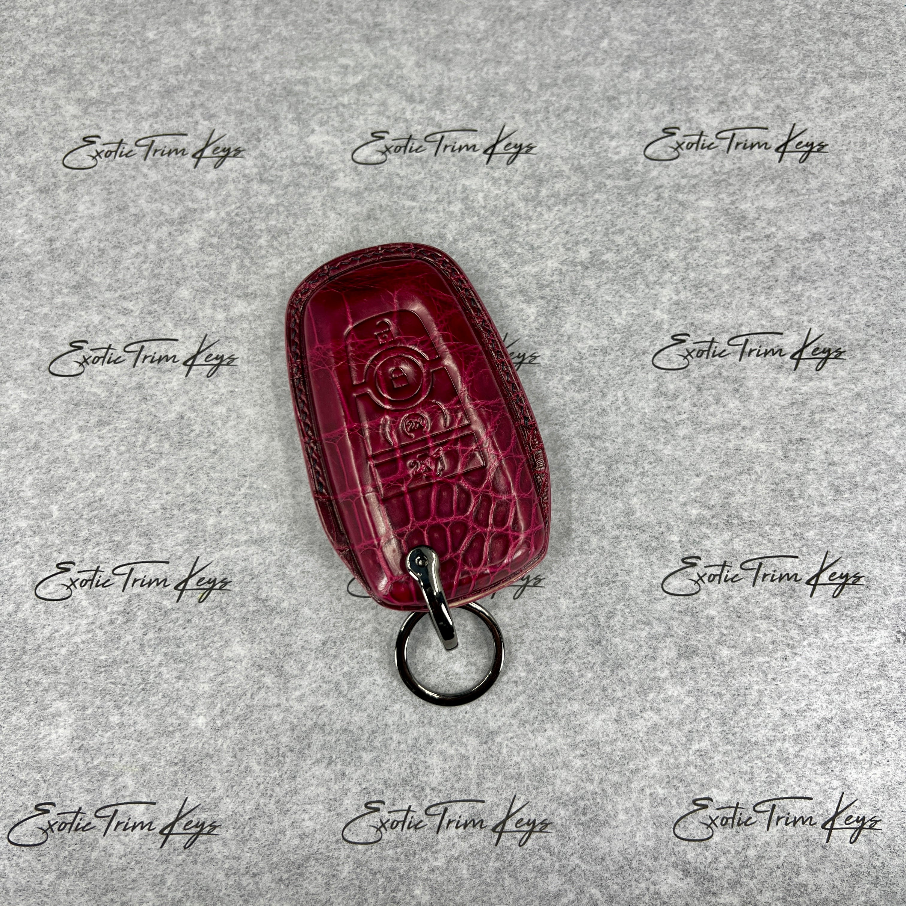 IN STOCK: WINE RED CROCODILE WITH BLACK DETAILS KEY COVER FOR MUSTANG