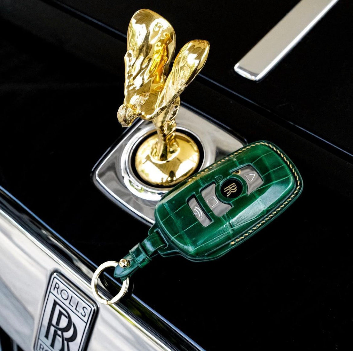 BESPOKE ETK GREEN CROCODILE KEY COVER FOR ROLLS ROYCE