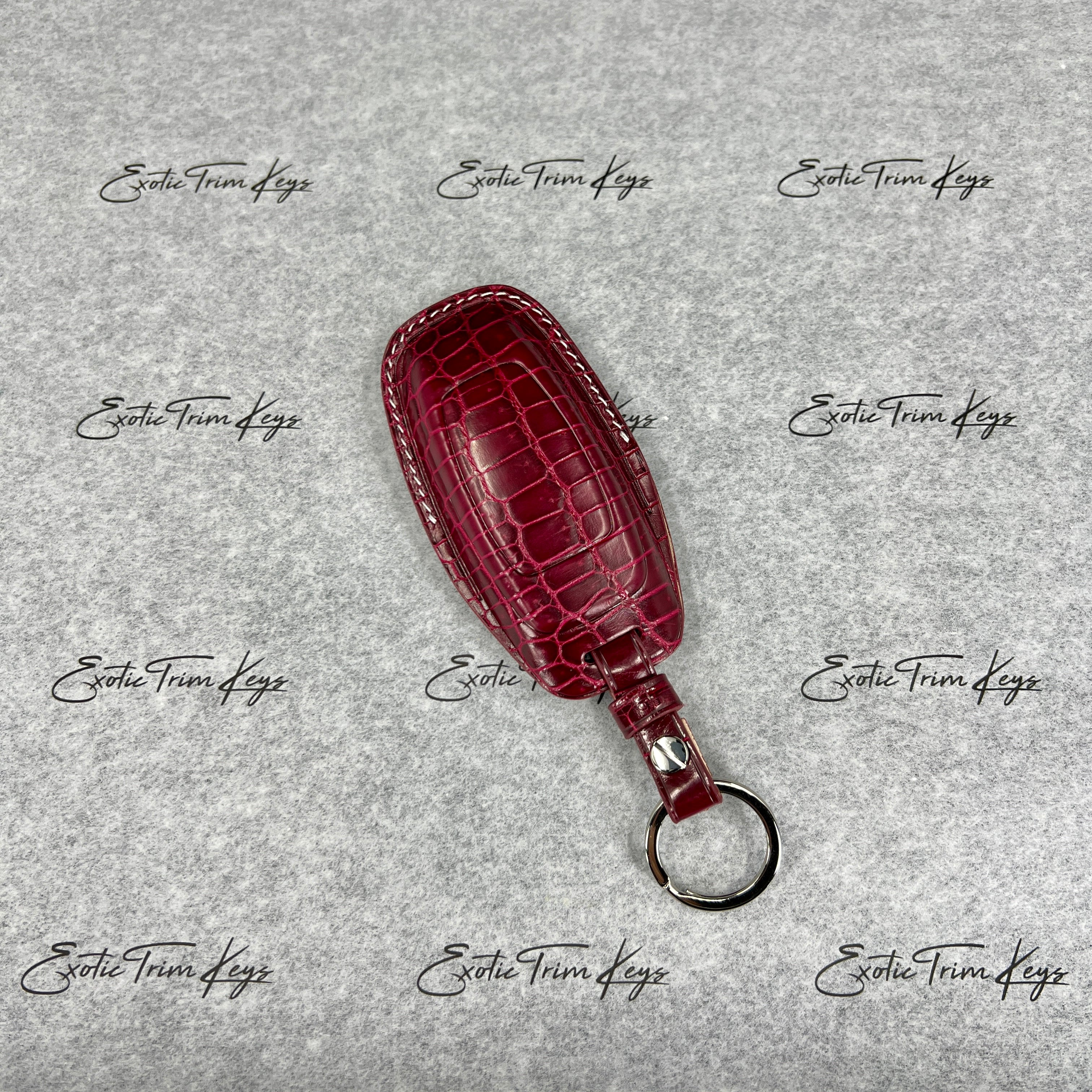 IN STOCK: WINE RED CROCODILE WITH PEARL DETAILS KEY COVER FOR AUDI