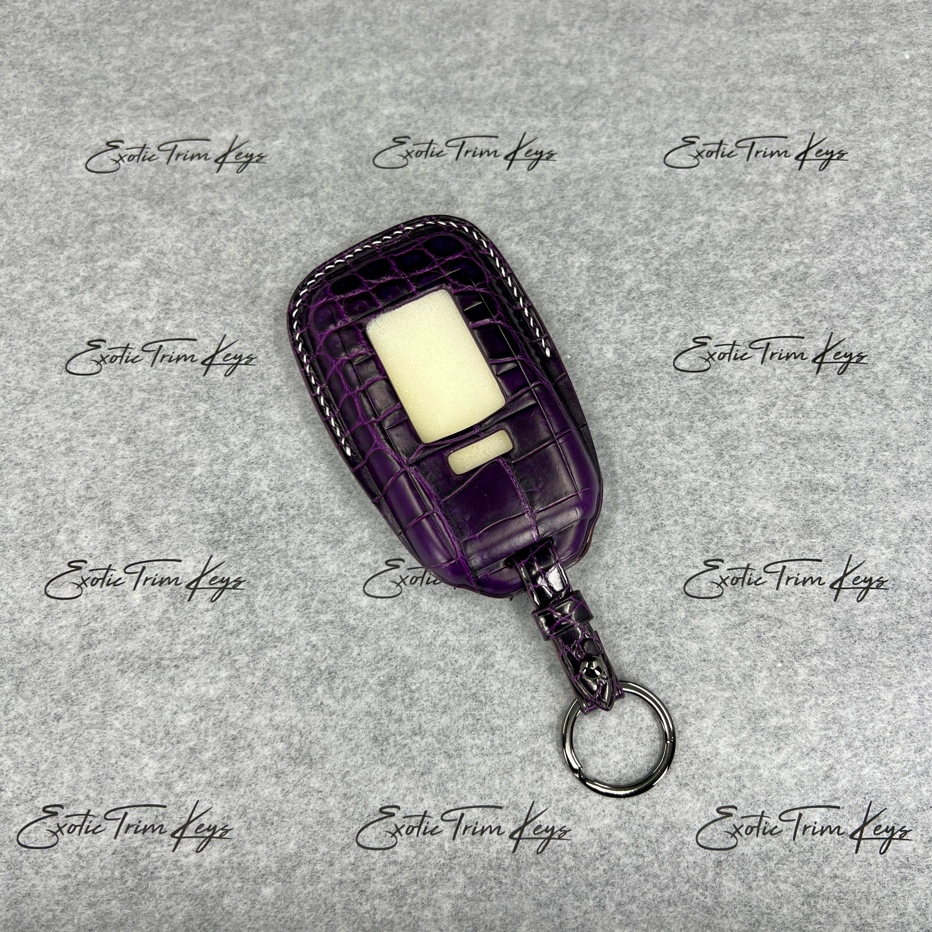 IN STOCK: GLOSSY PURPLE CROCODILE WITH WHITE DETAILS KEY COVER FOR ROLLS ROYCE