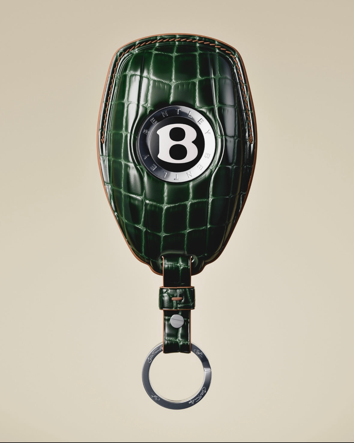 ETK BESPOKE GENUINE DARK GREEN CROCODILE KEY COVER FOR BENTLEY — BRITISH RACING GREEN SPECIFICATION