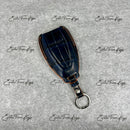 IN STOCK: NAVY BLUE CROCODILE WITH ORANGE DETAILS KEY COVER FOR ASTON MARTIN