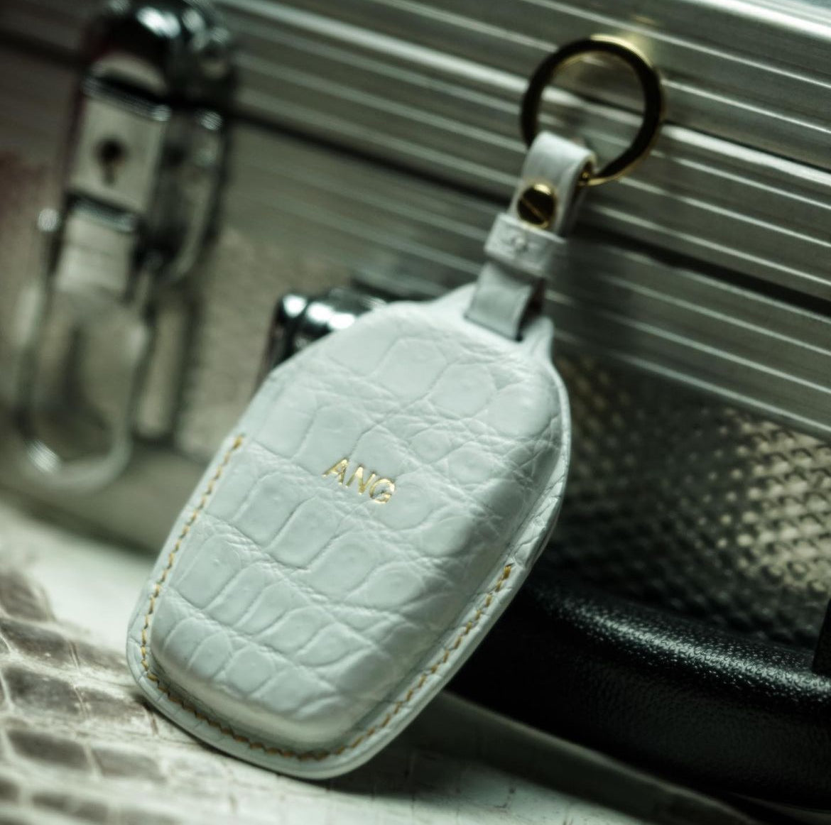 BESPOKE ETK WHITE CROCODILE KEY COVER FOR LAND CRUISER