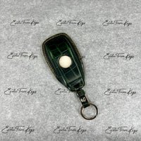 IN STOCK: DARK GREEN CROCODILE WITH CARAMEL DETAILS KEY COVER FOR MERCEDES
