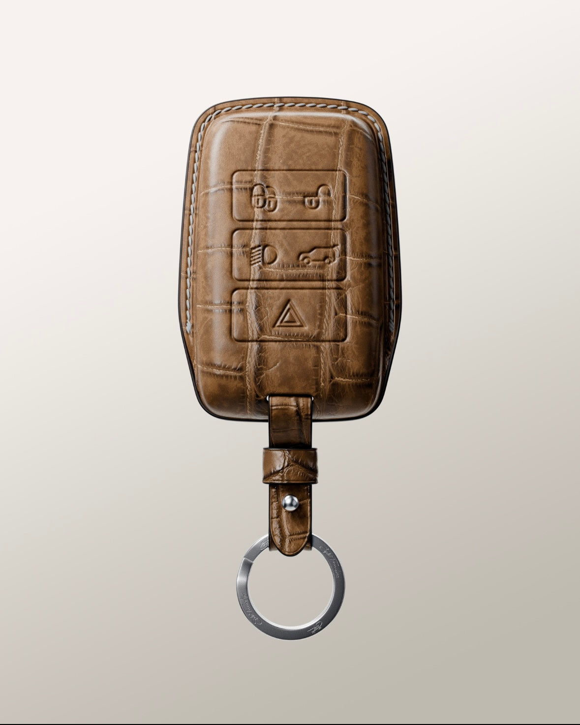 ETK BESPOKE GENUINE BROWN CROCODILE KEY COVER FOR LAND ROVER — HERITAGE BROWN SPECIFICATION