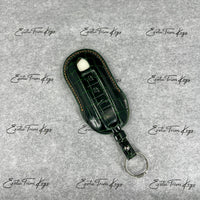 IN STOCK: DARK GREEN CROCODILE WITH CARAMEL DETAILS KEY COVER FOR PORSCHE