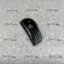 IN STOCK: GLOSSY BLACK CROCODILE WITH WHITE DETAILS "KEYED IGNITION" KEY COVER FOR MERCEDES