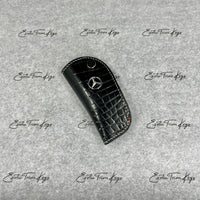 IN STOCK: GLOSSY BLACK CROCODILE WITH WHITE DETAILS "KEYED IGNITION" KEY COVER FOR MERCEDES