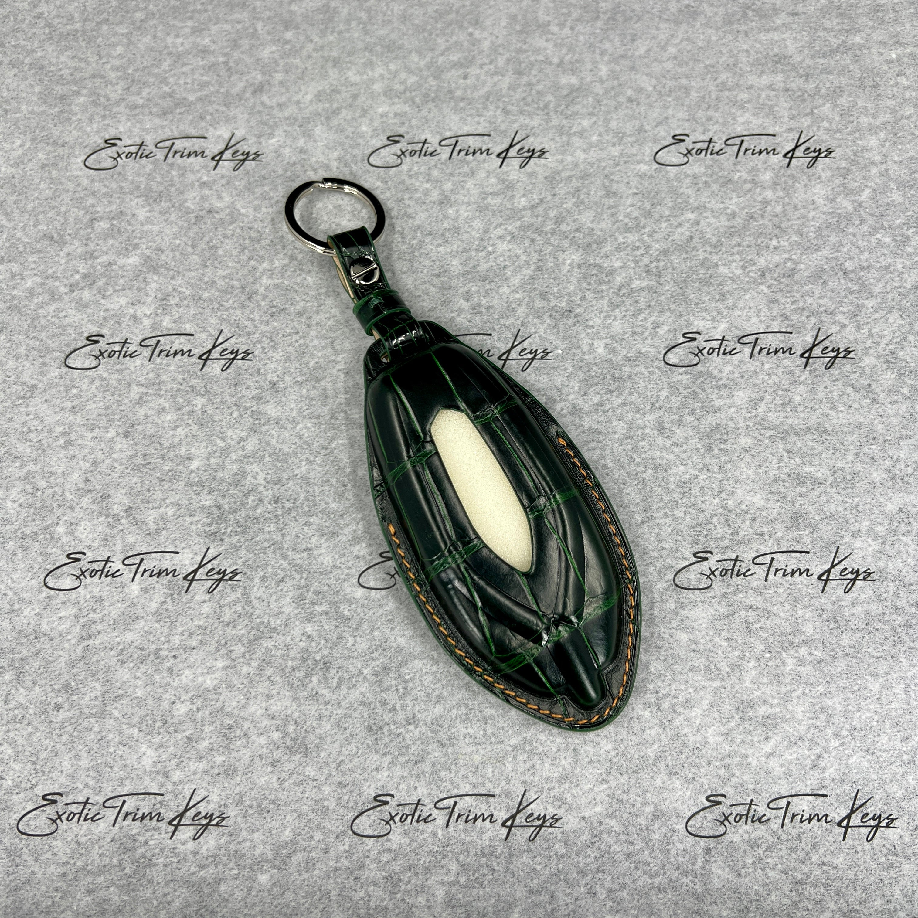 IN STOCK: DARK GREEN CROCODILE WITH CARAMEL DETAILS KEY COVER FOR LAMBORGHINI