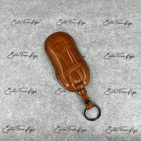 IN STOCK: CARAMEL CROCODILE WITH BLACK DETAILS KEY COVER FOR PORSCHE