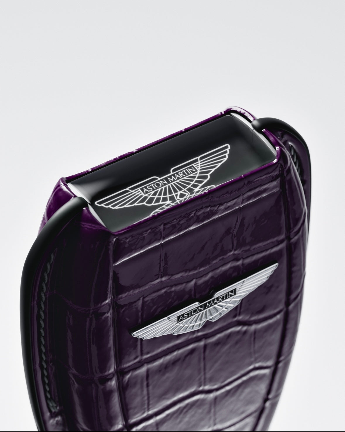 ETK BESPOKE GENUINE PURPLE CROCODILE KEY COVER FOR ASTON MARTIN — AMETHYST SILVER BADGE SPECIFICATION