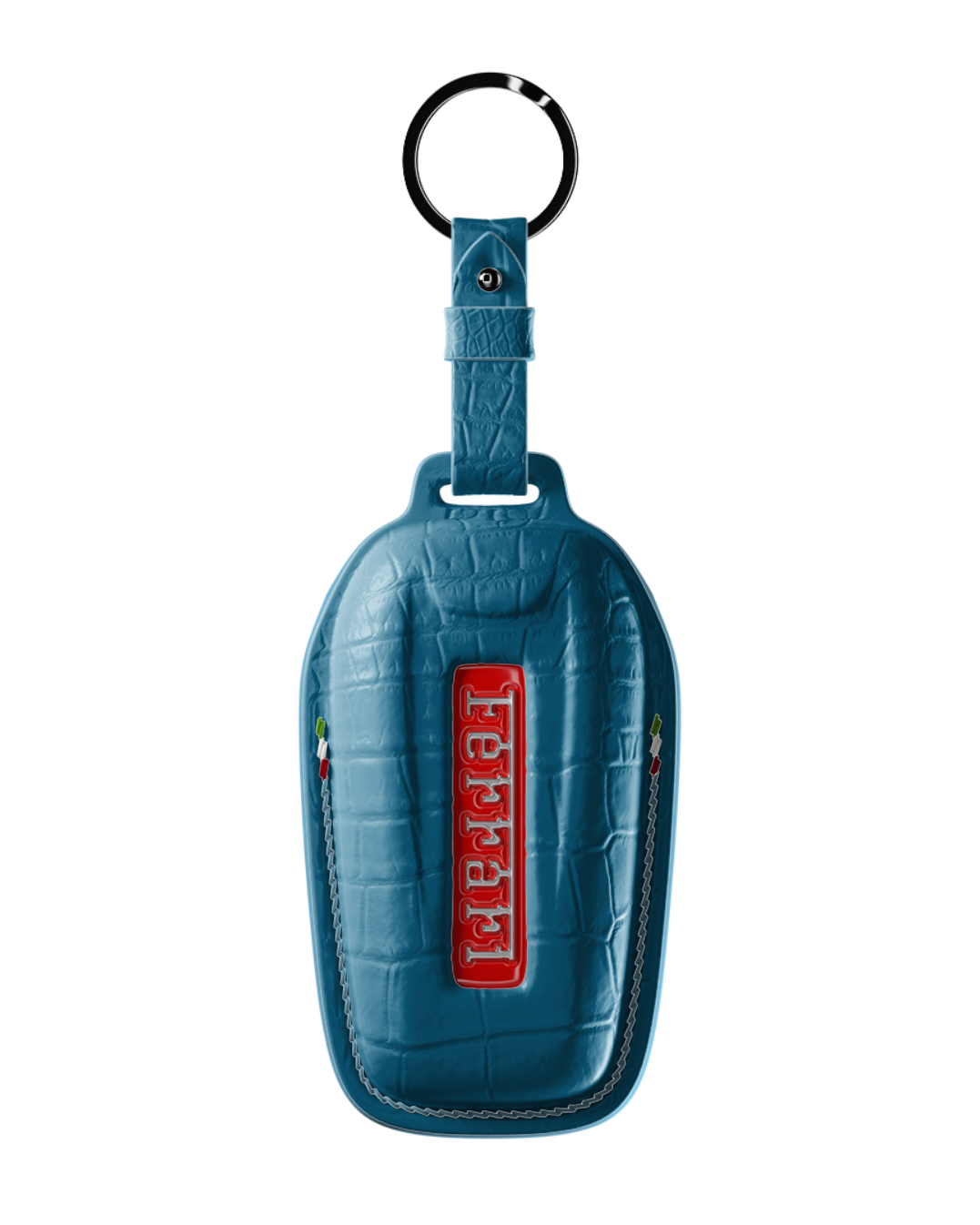 ETK BESPOKE GENUINE CROCODILE KEY COVER FOR FERRARI TYPE I — CLASSIC ITALIAN TRICOLORE SPECIFICATION