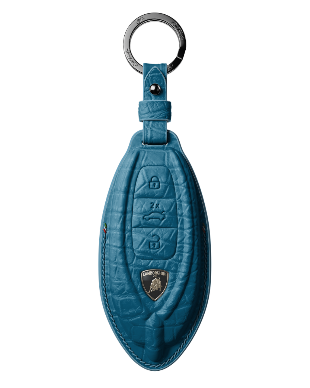 ETK BESPOKE GENUINE CROCODILE KEY COVER FOR LAMBORGHINI TYPE II — CLASSIC ITALIAN TRICOLORE SPECIFICATION