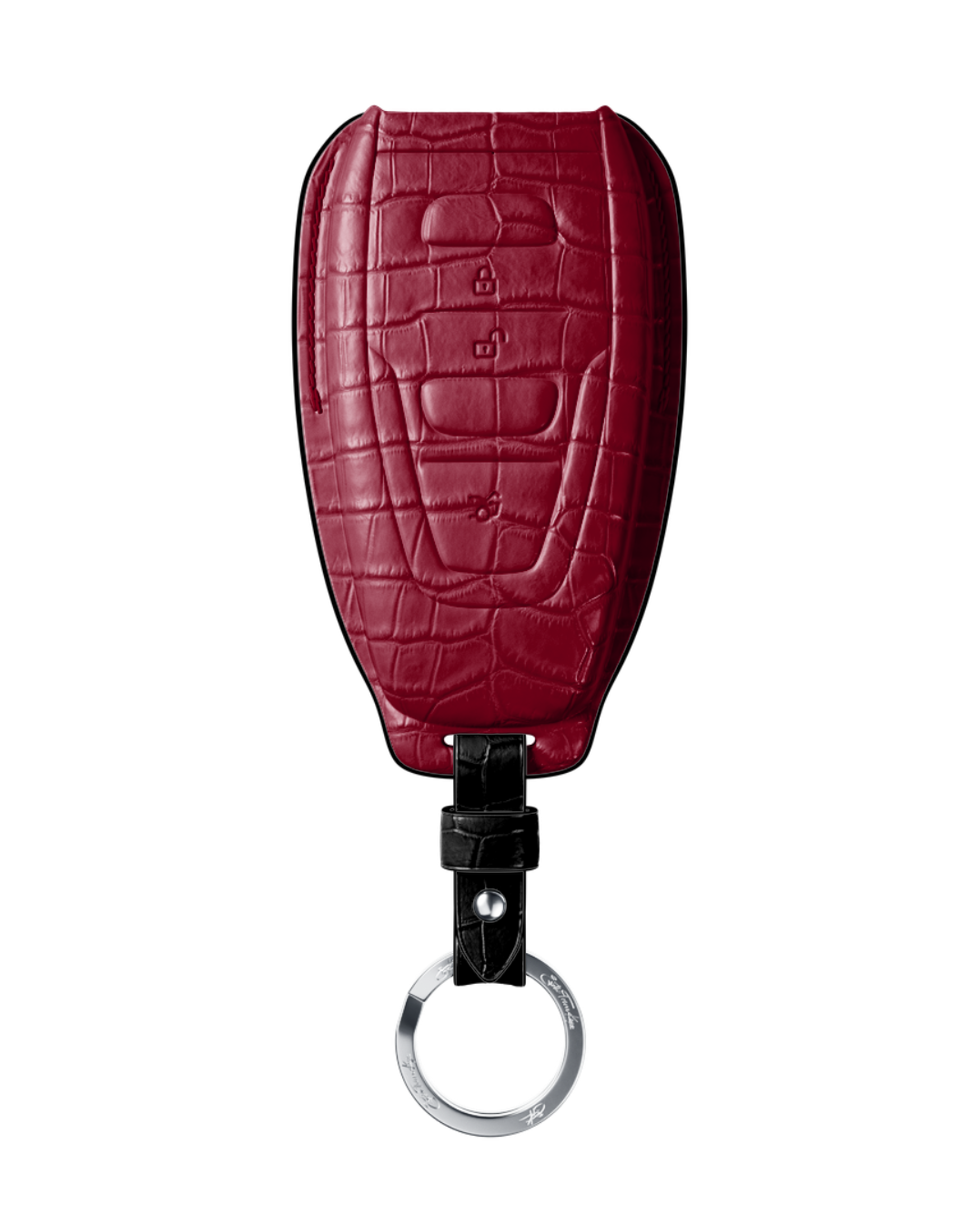 ETK BESPOKE BORDEAUX CROCODILE KEY COVER FOR ASTON MARTIN — BLACK DETAILS