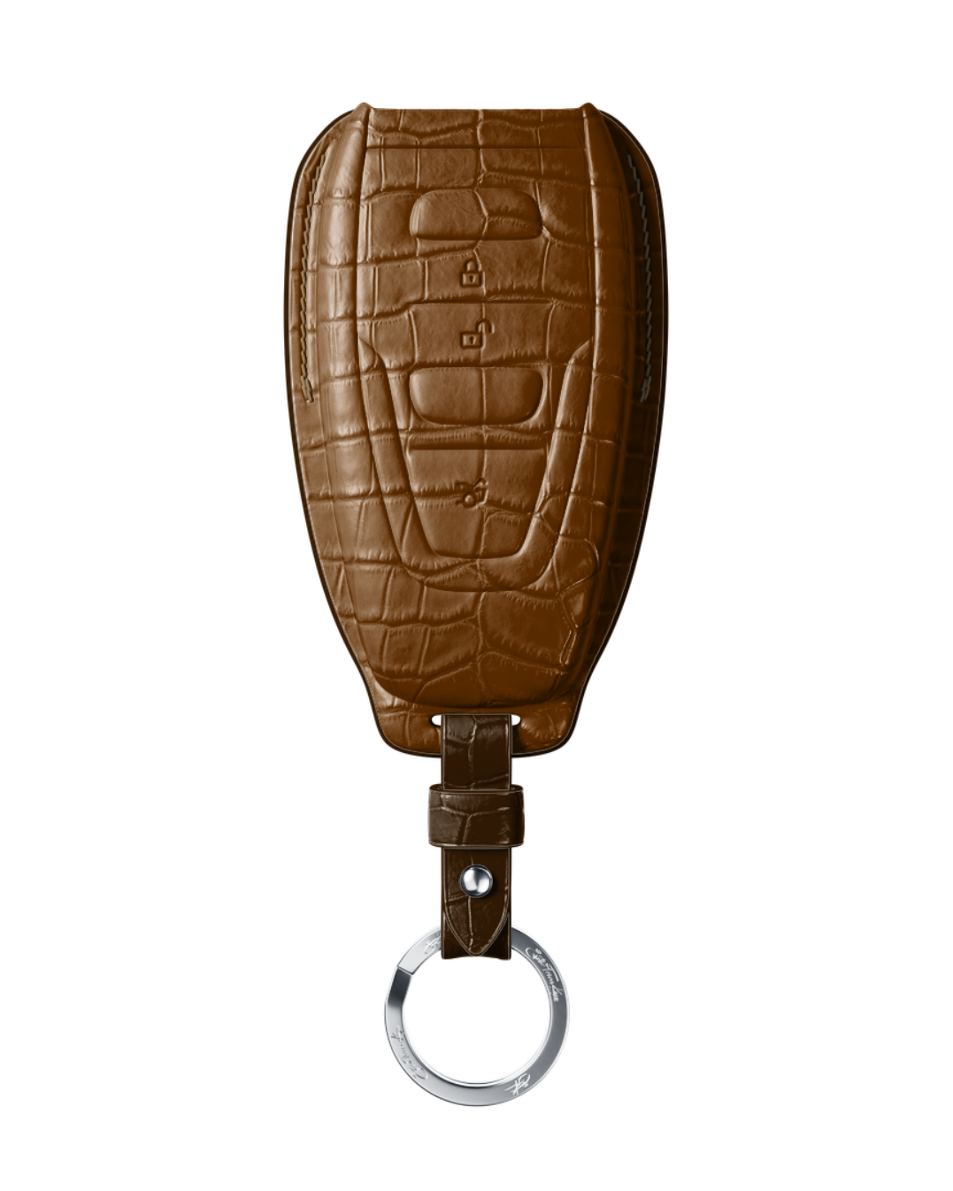 ETK BESPOKE BROWN CROCODILE KEY COVER FOR ASTON MARTIN — THREE-TONE DETAILS